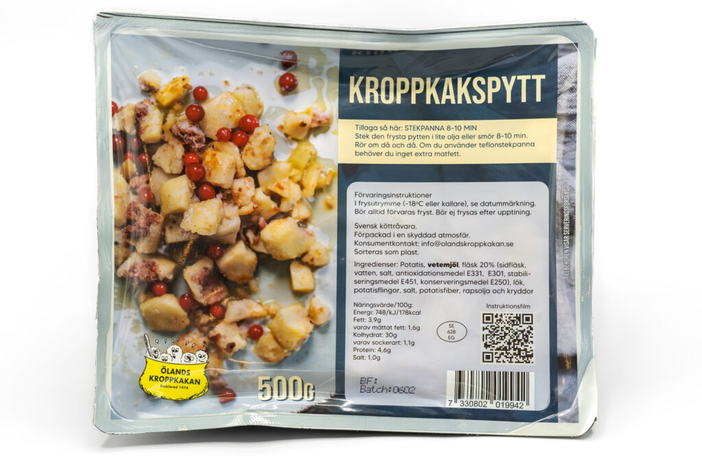 Fryst kroppkakspytt med ingredienser